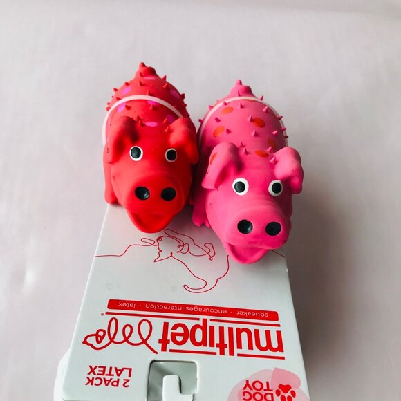 Multipet Mini Pig Latex  Squeak Dog Toy  With Squeaker Pink - Picture 2 of 6